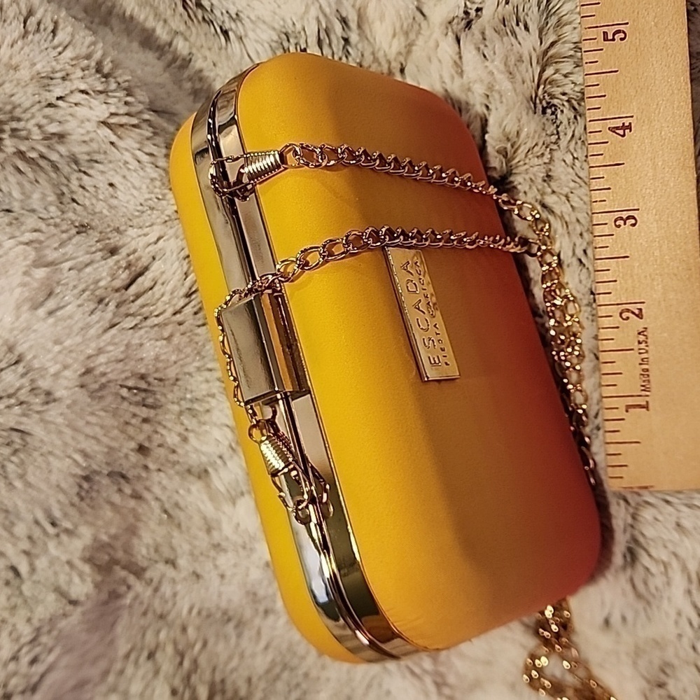Escada hard shell clutch bag removable chain shoulder strap good condition - Picture 2 of 8